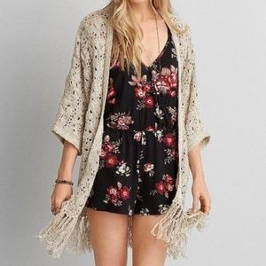 AMERICAN EAGLE Boho Fringe Kimono Cardigan